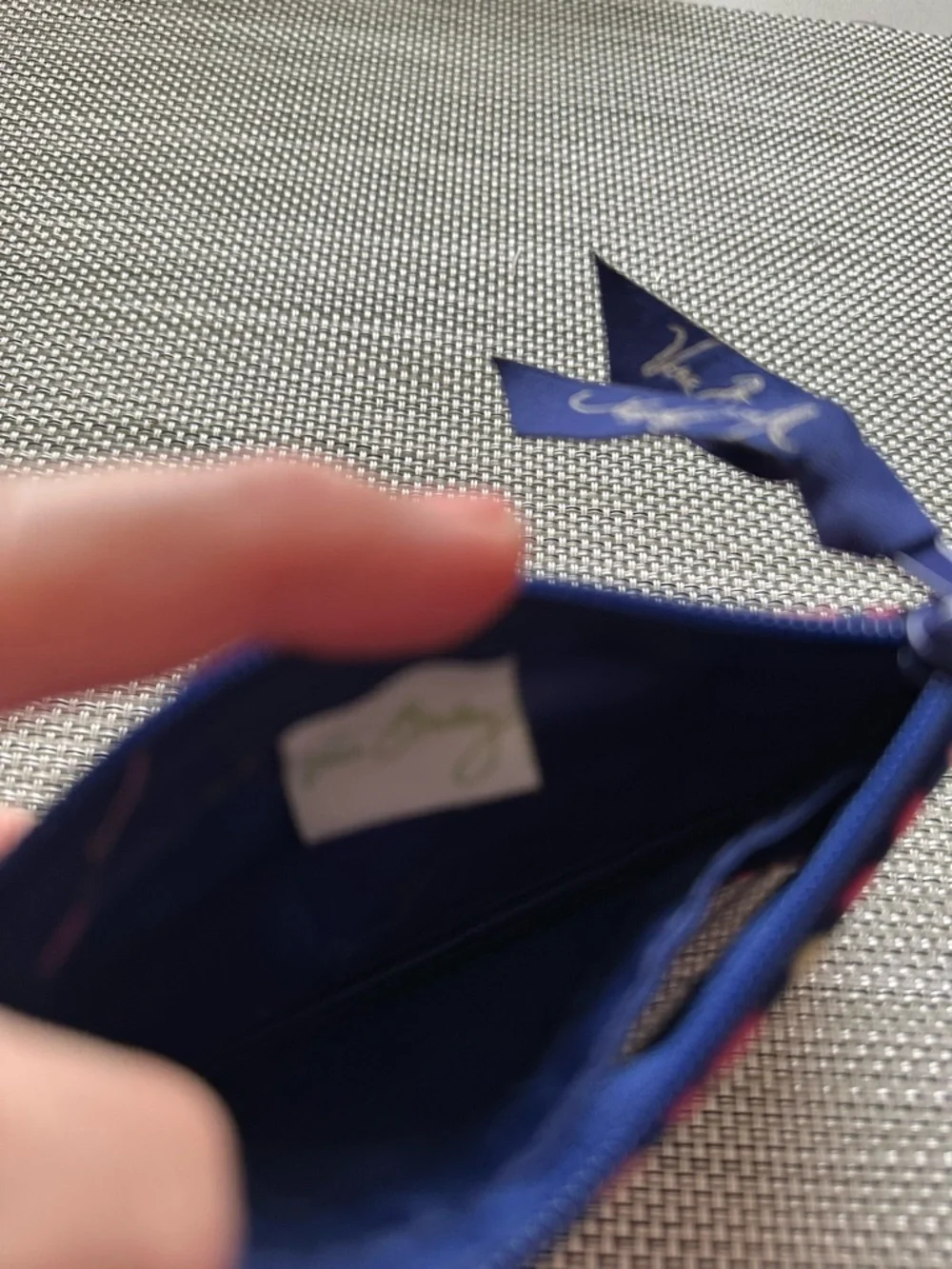 Vera Bradley Pink Navy Geometric ID Keychain Wallet